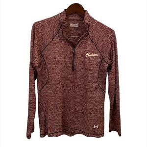 Under Armour Semi Fitted Heatgear Brick Red Charleston Quarter Zipped Jersey top